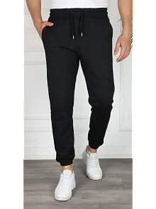Erkek Jogger Eşofman Altı Rahat Kalıp, Cepli, Lastikli Paça, Günlük Spor Pantolon - Siyah