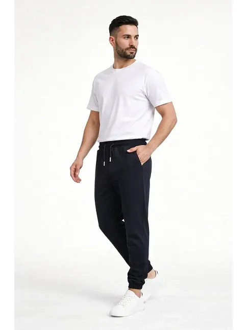 Erkek Jogger Eşofman Altı Rahat Kalıp, Cepli, Lastikli Paça, Günlük Spor Pantolon - Siyah