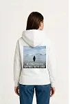 Kadın Oversize Hoodie - Sırt Baskılı "survivor Penguin" Temalı, Felsefi Yazılı Kapüşonlu Sweatshirt - Beyaz
