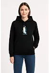 Kadın Oversize Hoodie - Sırt Baskılı "survivor Penguin" Temalı, Felsefi Yazılı Kapüşonlu Sweatshirt - Siyah