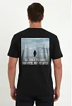 Erkek Oversize Tişört - Sırt Baskılı "survivor Penguin" Temalı, Felsefi Yazılı Bisiklet Yaka Tişört - Siyah Erkek Oversize Tişört - Sırt Baskılı "survivor Penguin" Temalı, Felsefi Yazılı Bisiklet Yaka Tişört - Siyah