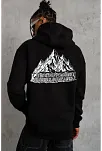 Erkek Nihilist Penguen Temalı Oversize Kapüşonlu Sweatshirt - Siyah