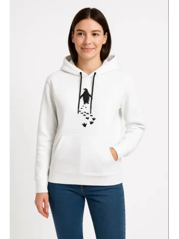 Kadın Nihilist Penguen Temalı Oversize Kapüşonlu Sweatshirt - Beyaz Kadın Nihilist Penguen Temalı Oversize Kapüşonlu Sweatshirt - Beyaz