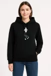 Kadın Nihilist Penguen Temalı Oversize Kapüşonlu Sweatshirt - Siyah Kadın Nihilist Penguen Temalı Oversize Kapüşonlu Sweatshirt - Siyah