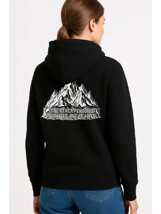 Kadın Nihilist Penguen Temalı Oversize Kapüşonlu Sweatshirt - Siyah Kadın Nihilist Penguen Temalı Oversize Kapüşonlu Sweatshirt - Siyah