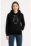Kadın Nihilist Penguen Özel Tasarım Oversize Kapüşonlu Sweatshirt - Siyah