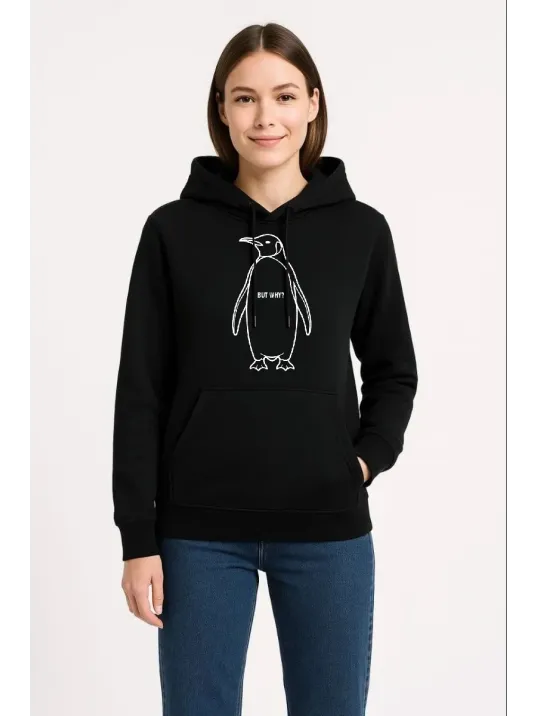Kadın Nihilist Penguen Özel Tasarım Oversize Kapüşonlu Sweatshirt - Siyah Kadın Nihilist Penguen Özel Tasarım Oversize Kapüşonlu Sweatshirt - Siyah