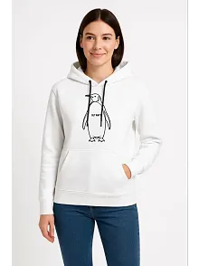 Kadın Nihilist Penguen Özel Tasarım Oversize Kapüşonlu Sweatshirt - Beyaz