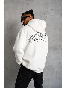Erkek Nihilist Penguen Özel Tasarım Oversize Kapüşonlu Sweatshirt - Beyaz