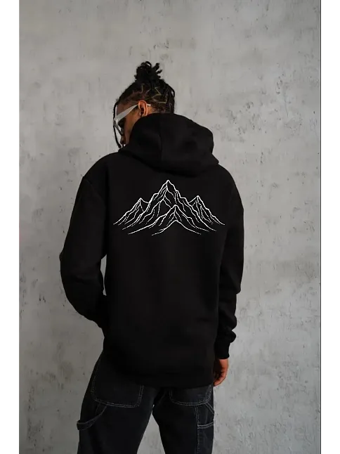 Erkek Nihilist Penguen Özel Tasarım Oversize Kapüşonlu Sweatshirt - Siyah