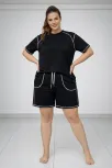 Kadın Battal Beden Kısa Kollu Tişört Şort Takım Kontrast Dikiş Detaylı Günlük Ev Giyimi - Siyah Kadın Battal Beden Kısa Kollu Tişört Şort Takım Kontrast Dikiş Detaylı Günlük Ev Giyimi - Siyah