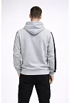 Erkek Şeritli Kapüşonlu Sweatshirt Oversize 3 İplik Pamuklu - Beyaz