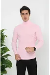 Erkek Kaşkorse Boğazlı Full Likralı Fitilli Body Kazak - Toz Pembe