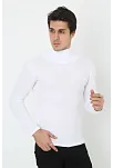 Erkek Kaşkorse Boğazlı Full Likralı Fitilli Body Kazak - Beyaz