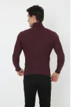Erkek Kaşkorse Boğazlı Full Likralı Fitilli Body Kazak - Bordo