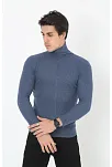 Erkek Kaşkorse Boğazlı Full Likralı Fitilli Body Kazak - İndigo