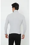 Erkek Kaşkorse Boğazlı Full Likralı Fitilli Body Kazak - Gri