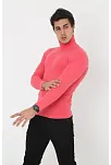 Erkek Kaşkorse Boğazlı Full Likralı Fitilli Body Kazak - Pembe
