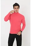 Erkek Kaşkorse Boğazlı Full Likralı Fitilli Body Kazak - Pembe