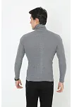 Erkek Kaşkorse Boğazlı Full Likralı Fitilli Body Kazak - Füme