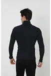Erkek Kaşkorse Boğazlı Full Likralı Fitilli Body Kazak - Siyah