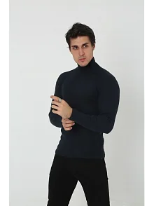 Erkek Kaşkorse Boğazlı Full Likralı Fitilli Body Kazak - Siyah Erkek Kaşkorse Boğazlı Full Likralı Fitilli Body Kazak - Siyah