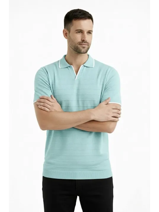 Erkek 3’lü Paket Triko Yakalı Düğmesiz Açık Yaka Fitilli Kısa Kollu Regular Fit Tişört - Bej, Beyaz, Mint Yeşili Erkek 3’lü Paket Triko Yakalı Düğmesiz Açık Yaka Fitilli Kısa Kollu Regular Fit Tişört - Bej, Beyaz, Mint Yeşili