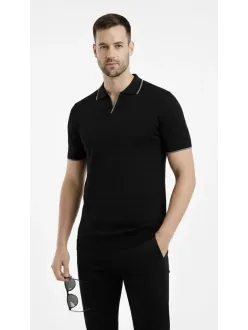 Erkek 3’lü Paket Triko Yakalı Düğmesiz Açık Yaka Fitilli Kısa Kollu Regular Fit Tişört - Lacivert, Bej, Siyah Erkek 3’lü Paket Triko Yakalı Düğmesiz Açık Yaka Fitilli Kısa Kollu Regular Fit Tişört - Lacivert, Bej, Siyah