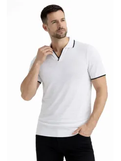 Erkek 2’li Paket Triko Yakalı Düğmesiz Açık Yaka Fitilli Kısa Kollu Regular Fit Tişört - Beyaz & Mint Yeşili Erkek 2’li Paket Triko Yakalı Düğmesiz Açık Yaka Fitilli Kısa Kollu Regular Fit Tişört - Beyaz & Mint Yeşili