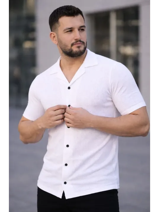 Erkek Waffle Dokuma Açık Yakalı Düğmeli Regular Kalıp 3’lü Gömlek Seti - Siyah, Beyaz, Gri Erkek Waffle Dokuma Açık Yakalı Düğmeli Regular Kalıp 3’lü Gömlek Seti - Siyah, Beyaz, Gri