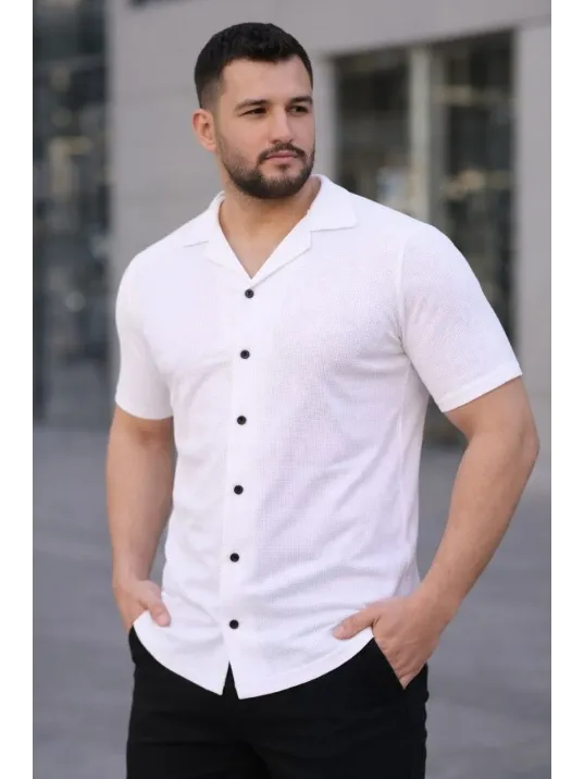 Erkek Waffle Dokuma Açık Yakalı Düğmeli Regular Kalıp 3’lü Gömlek Seti - Siyah, Beyaz, Gri Erkek Waffle Dokuma Açık Yakalı Düğmeli Regular Kalıp 3’lü Gömlek Seti - Siyah, Beyaz, Gri