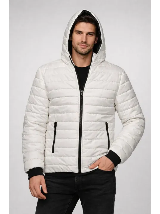 Erkek Şişme Kapüşonlu Fermuarlı Mont Su İtici Kapitone Astarlı Kumaş Cepli Kışlık Rahat Kalıp - Krem Erkek Şişme Kapüşonlu Fermuarlı Mont Su İtici Kapitone Astarlı Kumaş Cepli Kışlık Rahat Kalıp - Krem