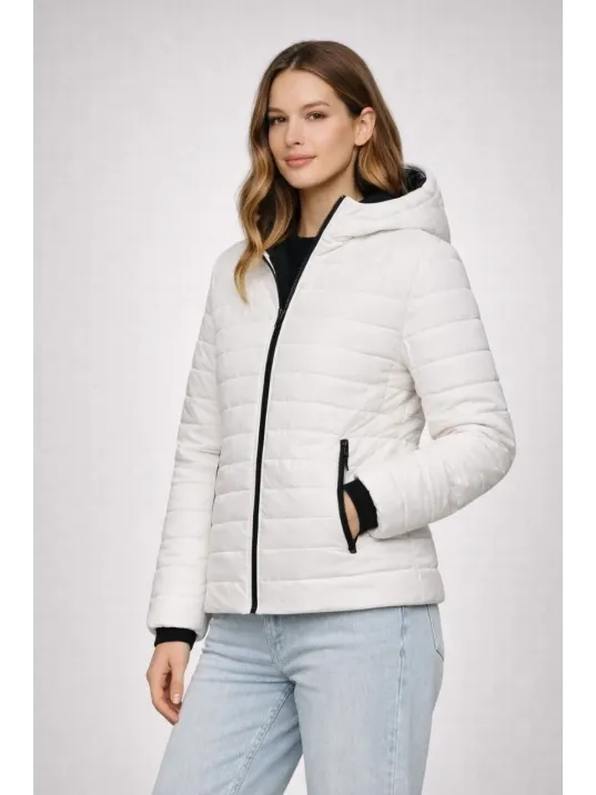 Kadın Şişme Kapüşonlu Fermuarlı Mont Su İtici Kapitone Astarlı Kumaş Cepli Kışlık Rahat Kalıp - Krem Kadın Şişme Kapüşonlu Fermuarlı Mont Su İtici Kapitone Astarlı Kumaş Cepli Kışlık Rahat Kalıp - Krem