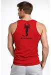 Erkek Fitilli Atlet Sıfır Yaka Slim Fit Arka Baskılı Spor Atlet - Kırmızı