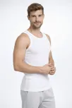 Erkek Fitilli Atlet Sıfır Yaka Slim Fit Arka Baskılı Spor Atlet - Beyaz