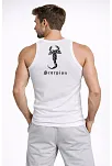 Erkek Fitilli Atlet Sıfır Yaka Slim Fit Arka Baskılı Spor Atlet - Beyaz