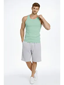 Erkek Fitilli Atlet Sıfır Yaka Slim Fit Arka Baskılı Spor Atlet - Mint Yeşili