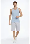 Erkek Fitilli Atlet Sıfır Yaka Slim Fit Arka Baskılı Spor Atlet - Bebek Mavisi