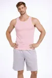 Erkek Fitilli Atlet Sıfır Yaka Slim Fit Arka Baskılı Spor Atlet - Pembe