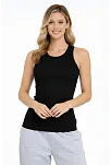 Kadın Fitilli Atlet Sıfır Yaka Slim Fit Arka Baskılı Spor Atlet - Siyah