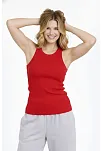 Kadın Fitilli Atlet Sıfır Yaka Slim Fit Arka Baskılı Spor Atlet - Kırmızı