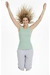 Kadın Fitilli Atlet Sıfır Yaka Slim Fit Arka Baskılı Spor Atlet - Mint Yeşili