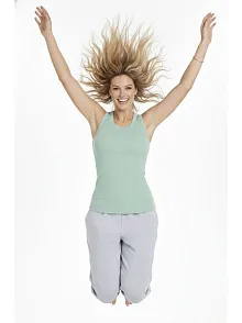 Kadın Fitilli Atlet Sıfır Yaka Slim Fit Arka Baskılı Spor Atlet - Mint Yeşili