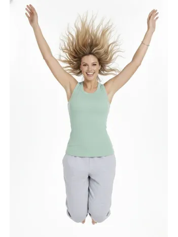 Kadın Fitilli Atlet Sıfır Yaka Slim Fit Arka Baskılı Spor Atlet - Mint Yeşili