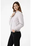 Kadın Premium Bomber Ceket Çıtçıt Kapamalı, Ribana Manşetli, Astarlı, Regular Fit Mont - Beyaz