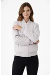 Kadın Premium Bomber Ceket Çıtçıt Kapamalı, Ribana Manşetli, Astarlı, Regular Fit Mont - Beyaz