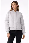 Kadın Premium Bomber Ceket Çıtçıt Kapamalı, Ribana Manşetli, Astarlı, Regular Fit Mont - Beyaz