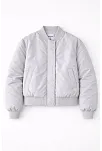 Kadın Premium Bomber Ceket Çıtçıt Kapamalı, Ribana Manşetli, Astarlı, Regular Fit Mont - Beyaz