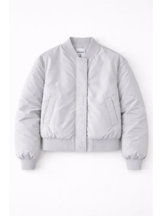 Kadın Premium Bomber Ceket Çıtçıt Kapamalı, Ribana Manşetli, Astarlı, Regular Fit Mont - Beyaz Kadın Premium Bomber Ceket Çıtçıt Kapamalı, Ribana Manşetli, Astarlı, Regular Fit Mont - Beyaz