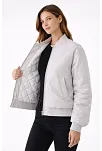 Kadın Premium Bomber Ceket Çıtçıt Kapamalı, Ribana Manşetli, Astarlı, Regular Fit Mont - Beyaz